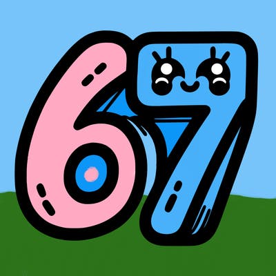 the numbers 67
