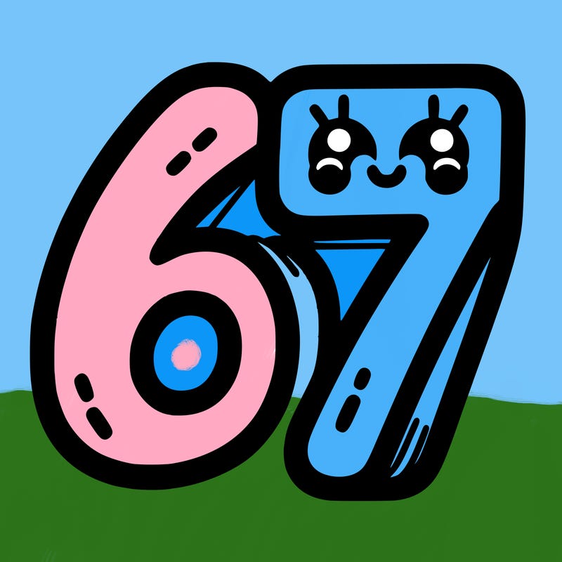 the numbers 67