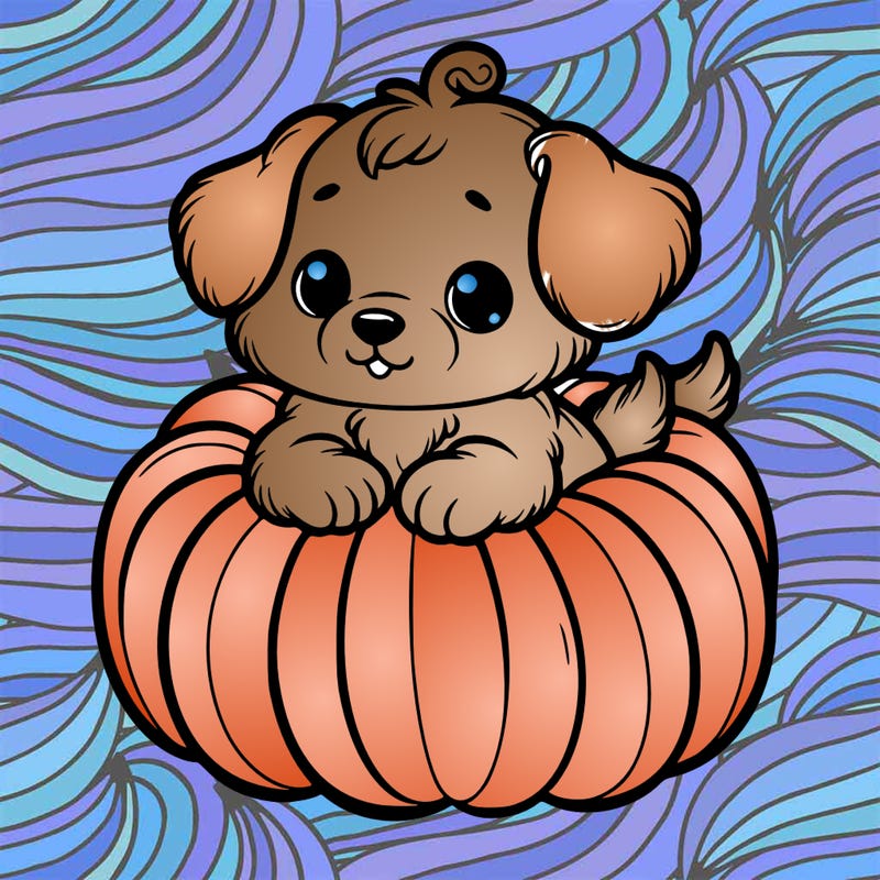 cute little puppy in a pumpkin