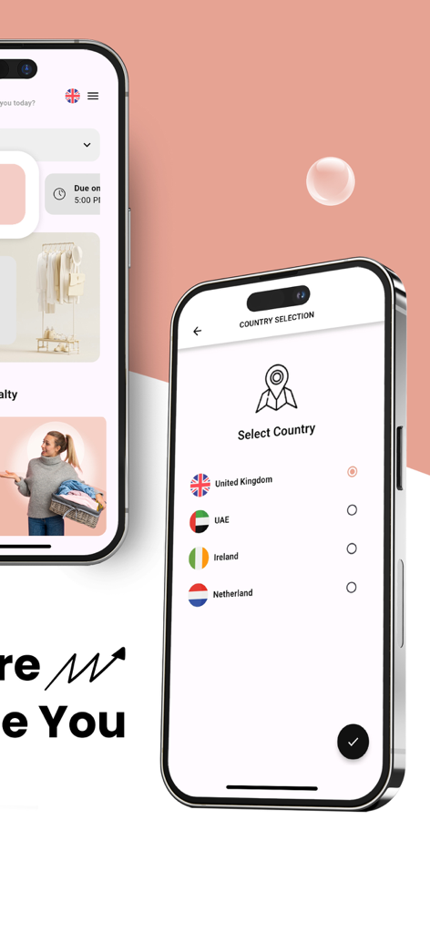 Love2Laundry: Pickup & Clean - Love2Laundry mobile app displaying the country selection screen for international laundry services