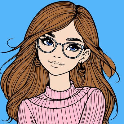 realistic girl with glasses