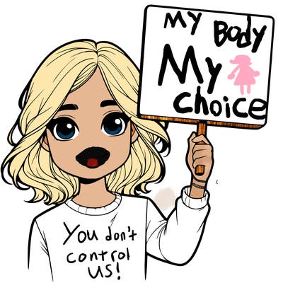 realistic girl holding up a sign