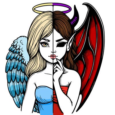 realistic angel half demon