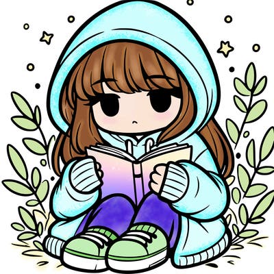 girl in oversized hoodie reading a book