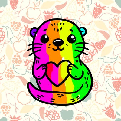 otter with a heart