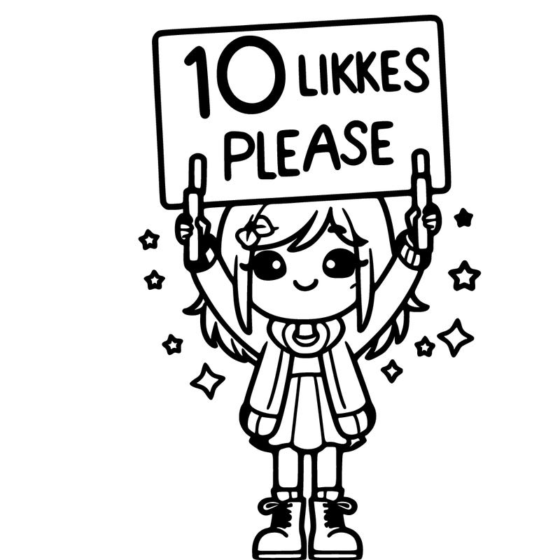 a girl holding a sign saying 10 likes please