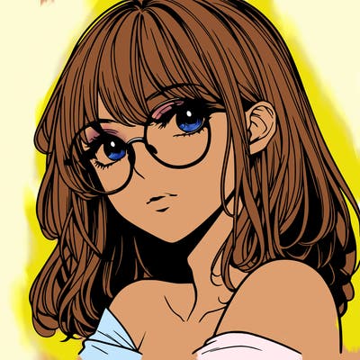 manga woman character with glasses and nice lips