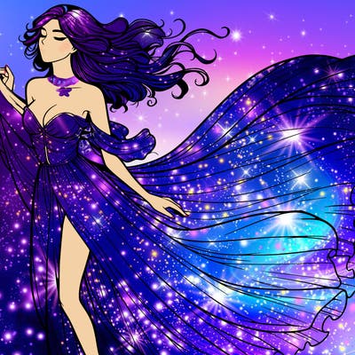 realistic woman in dress flowing the the wind