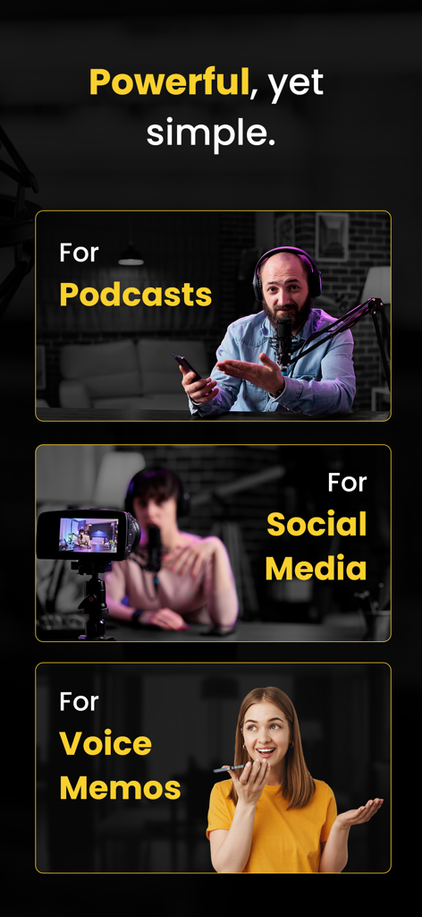 AudiOn: Voice Recorder & Memos - Fonctionnalités d'enregistrement professionnelles d'AudiOn pour les podcasts, les réseaux sociaux et les mémos vocaux.