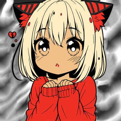 shy anime catgirl