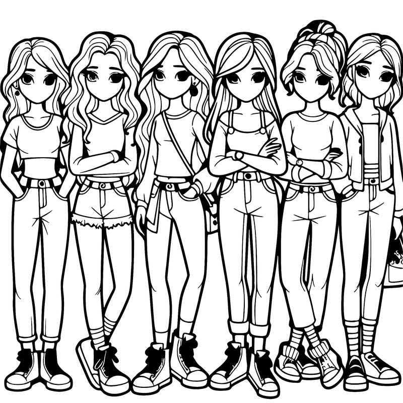 a group of teenage girls in a line
