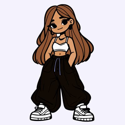 girl in crop top and baggy pants