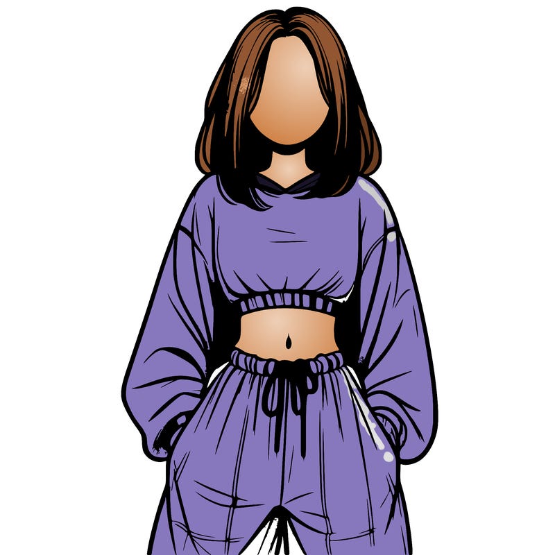 realistic girl faceless with baggy pants and a crop top