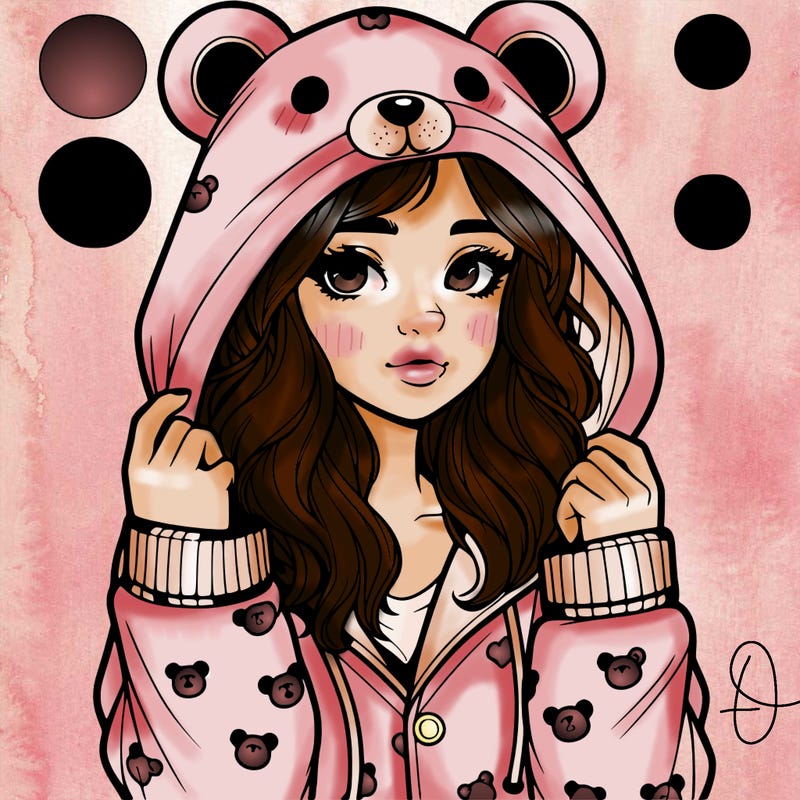 realistic girl in a animal pjs hoodie