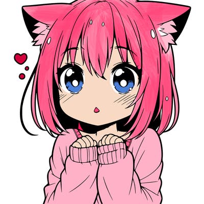 shy anime catgirl