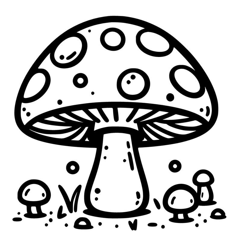 a mushroom with simple details to color