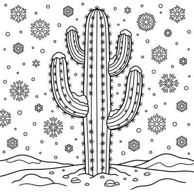 Dive into a surprisingly beautiful winter scene with this unique columnar cactus coloring page. Perfect for all ages, it offers a refreshing blend of desert resilience and frosty charm to bring to life with your favorite colors.