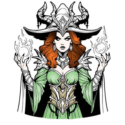 realistic evil sorceress fantasy chaos