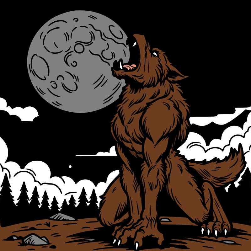 werewolf howling at the full moon