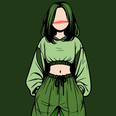 realistic girl faceless with baggy pants and a crop top