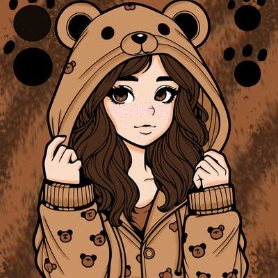 realistic girl in a animal pjs hoodie