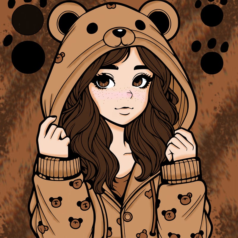 realistic girl in a animal pjs hoodie