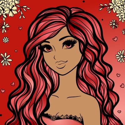 pretty woman with long wavy hair