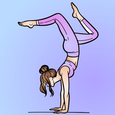 a woman doing a handstand