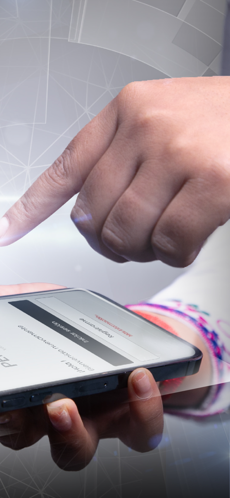 DaquiApp - A user accessing the login screen of the DaquiApp mobile banking application on a smartphone