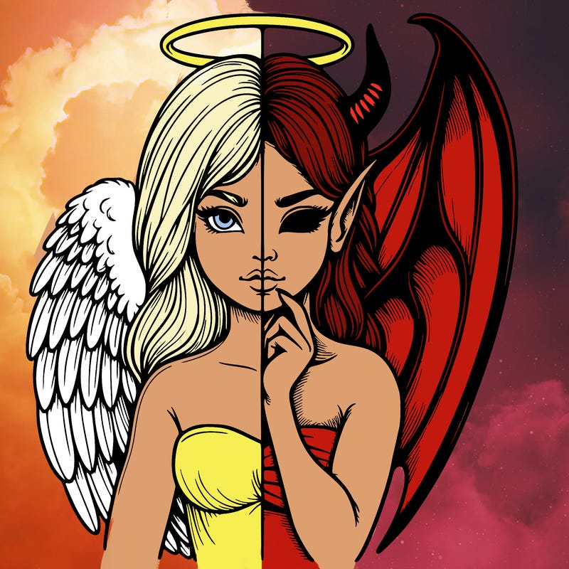 realistic angel half demon