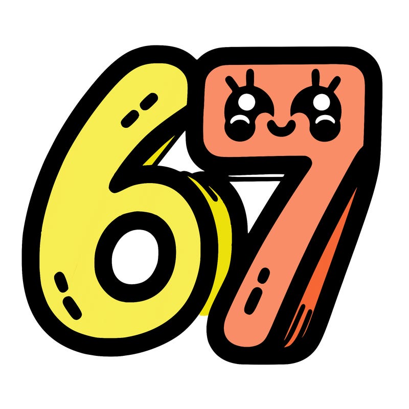 the numbers 67