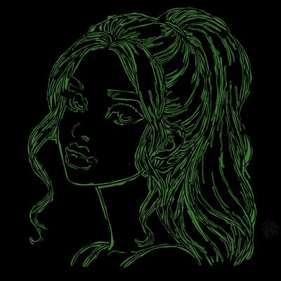 realistic girl with a ponytail on her hair and lips