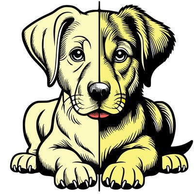 realistic dog split picture