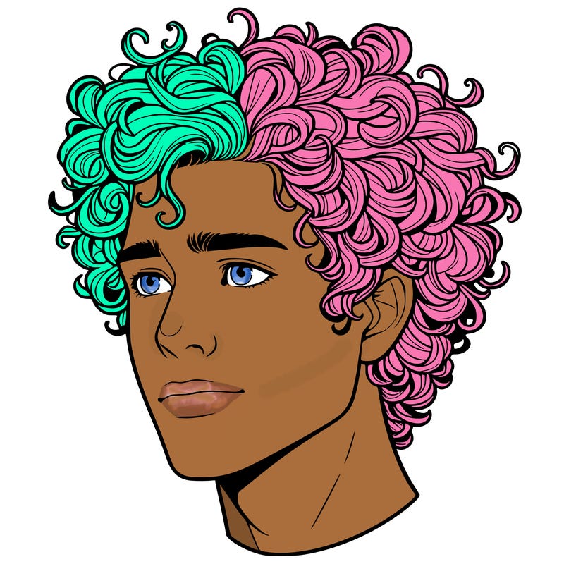 realistic guy with curly hair