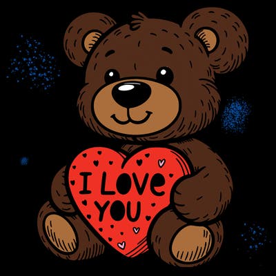 teddy bear holding an i love you heart