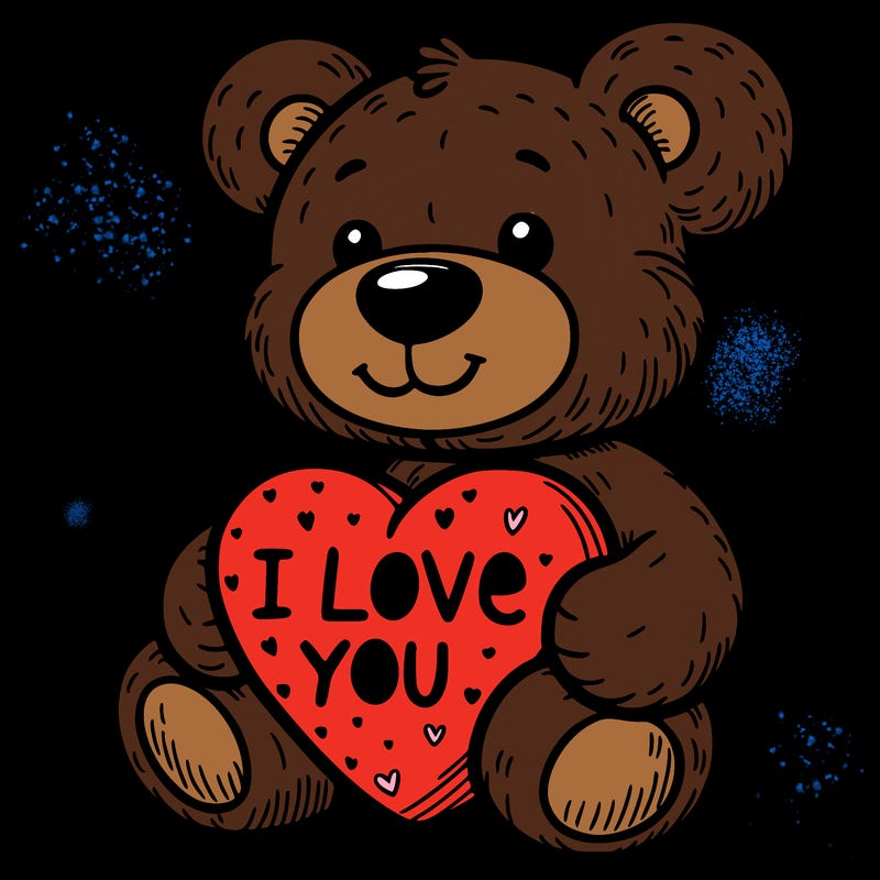 teddy bear holding an i love you heart