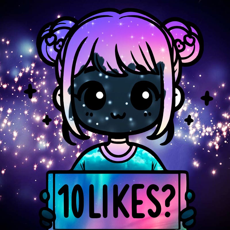 cute girl that is holding a sign that says 10 likes?