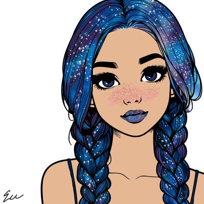 realistic girl with braids