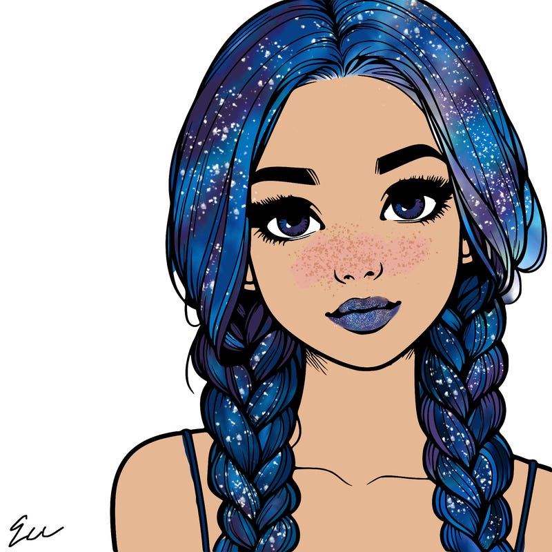 realistic girl with braids