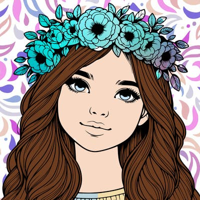 realistic girl with flower crown