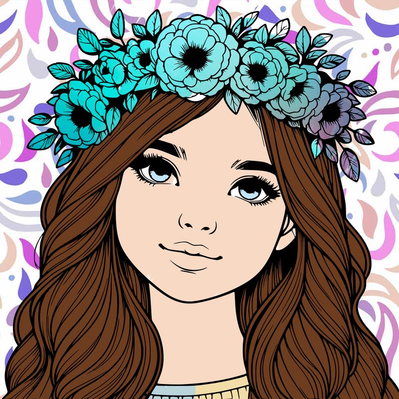 realistic girl with flower crown