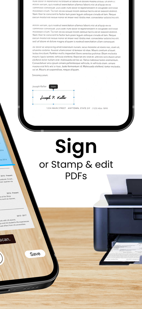 Scanner App Pro: Pdf Documents - Interfaccia dell'applicazione mobile per firmare e modificare documenti PDF