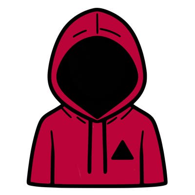 a person with non face waering a hoodie with a small triangle symbol