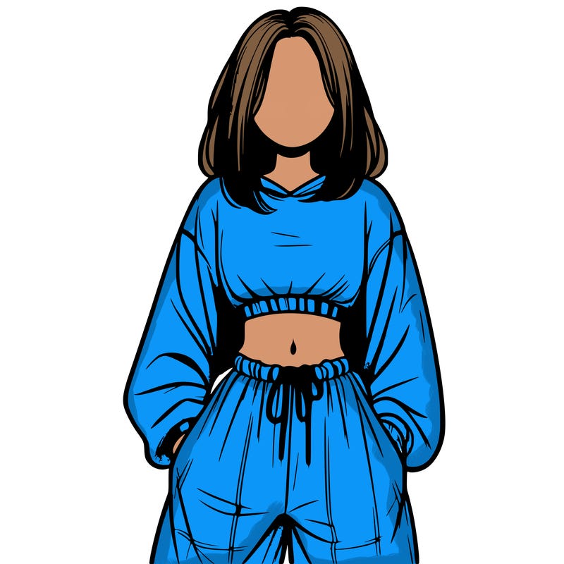 realistic girl faceless with baggy pants and a crop top