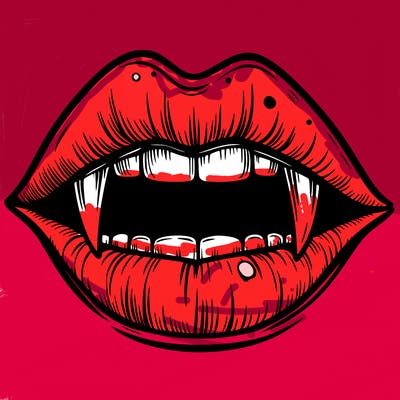 lips with vampire teeth