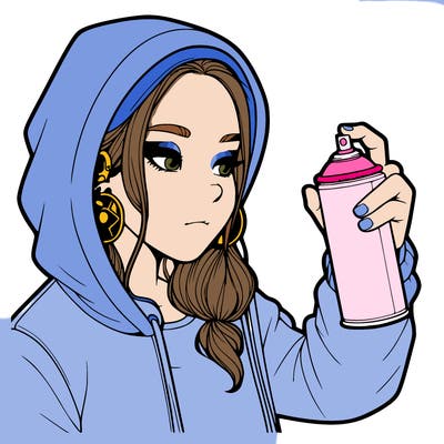 a realistic girl, spray painting