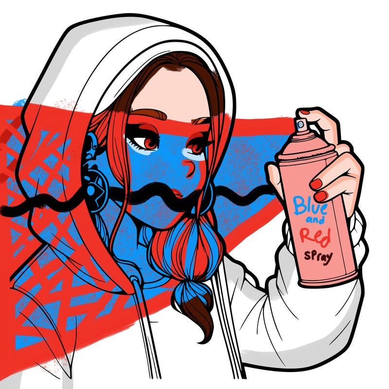 a realistic girl, spray painting