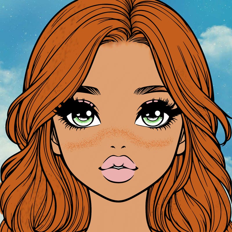 realistic girl with cute hair and lips