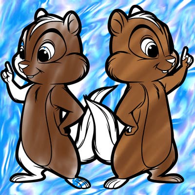 two tamias standing up split realistic