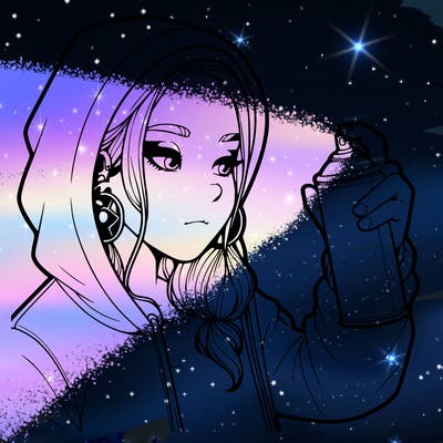 a realistic girl, spray painting